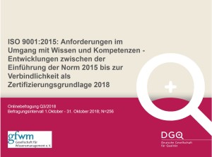 Ergebnisse Onlinebefragung zur ISO 9001201 Wissen und Kompetenzen Stand 2018